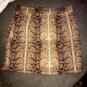 Windsor Store Brown Snakeskin Print Mini Skirt | Size  S | Front Zipper |